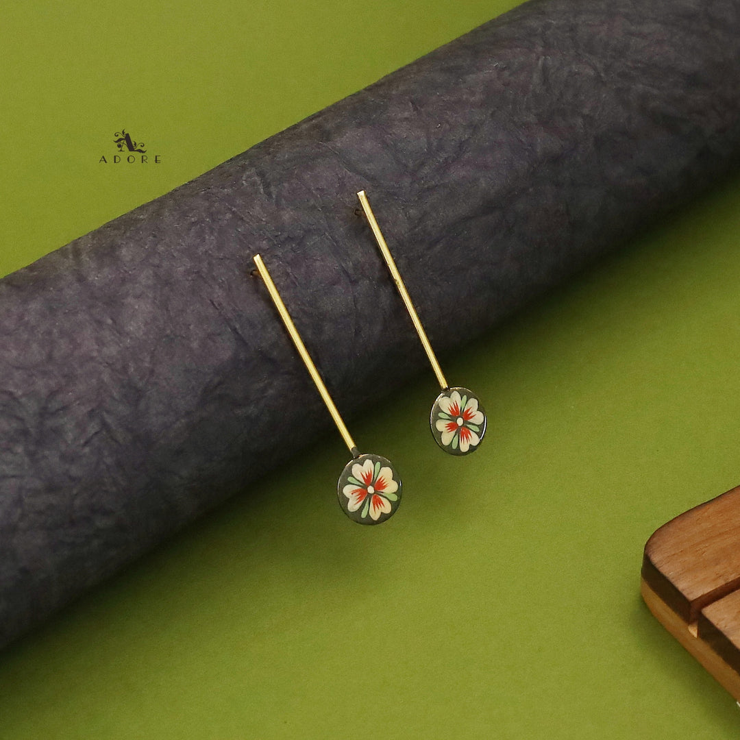 Rhylee Flower Hand Painted Stick Earring