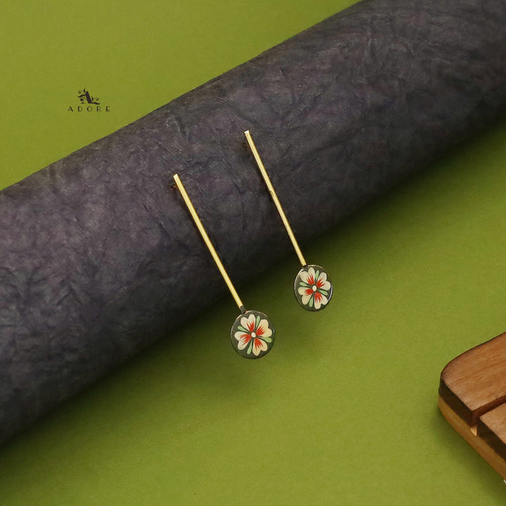 Rhylee Flower Hand Painted Stick Earring