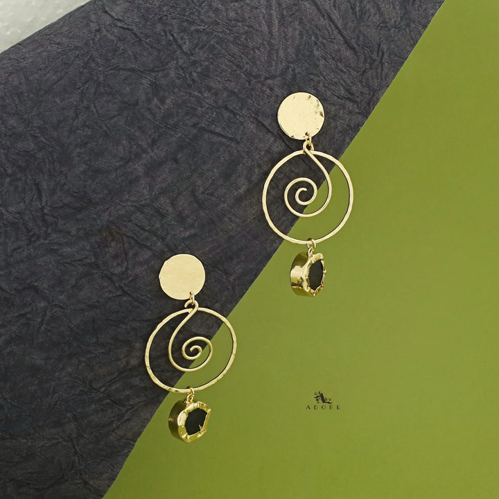 Lyra Golden Swirl Raw Stone Earring