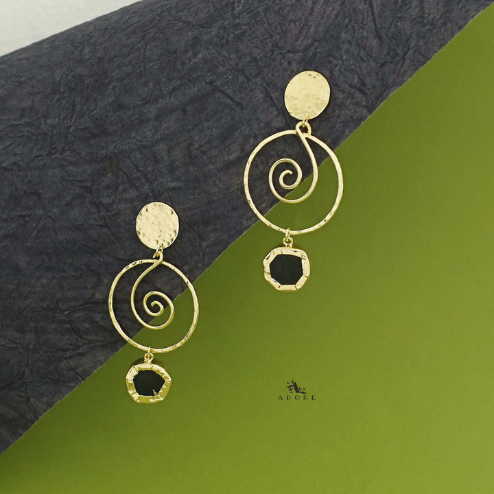 Lyra Golden Swirl Raw Stone Earring