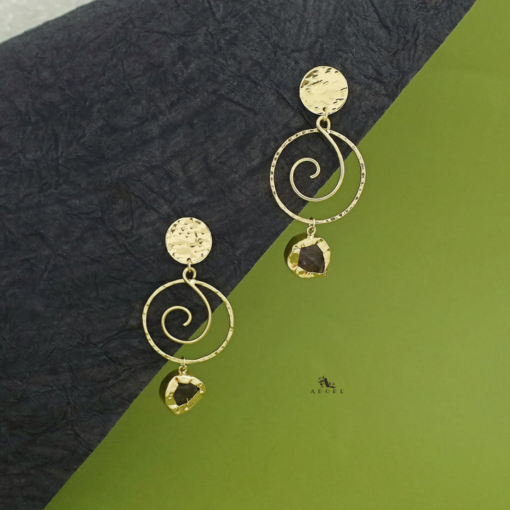 Lyra Golden Swirl Raw Stone Earring