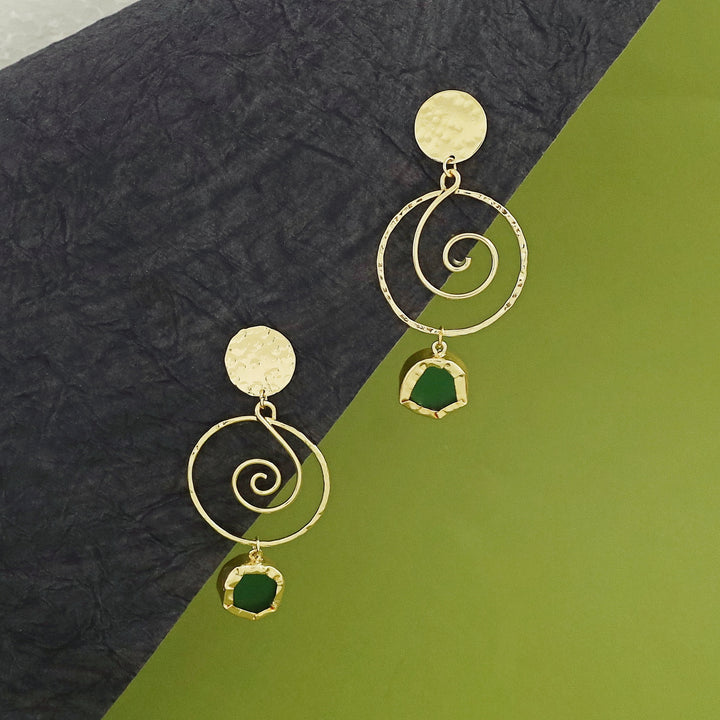Lyra Golden Swirl Raw Stone Earring