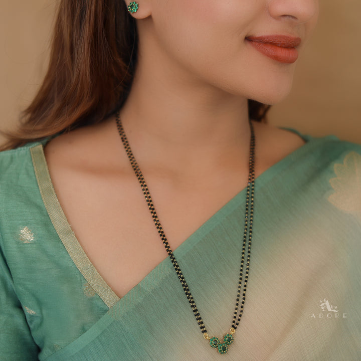 Aanya 3 Floral 2 Layer Mangalsutra Neckpiece With Stud