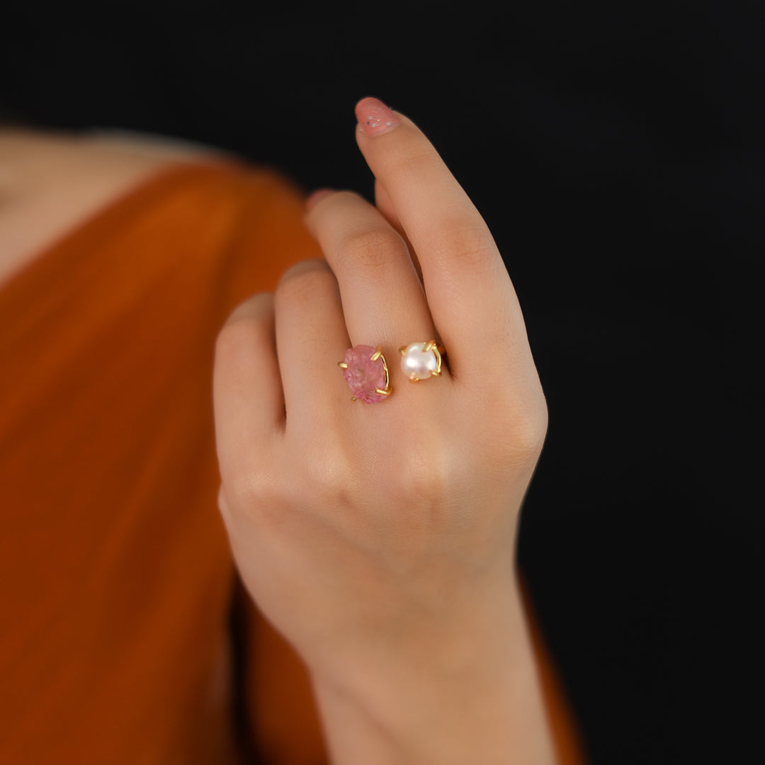 Eza Dyed Stone Plus Pearl Ring