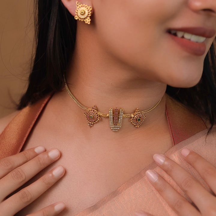 Venkateshwara Balaji Pendant Choker With Earring