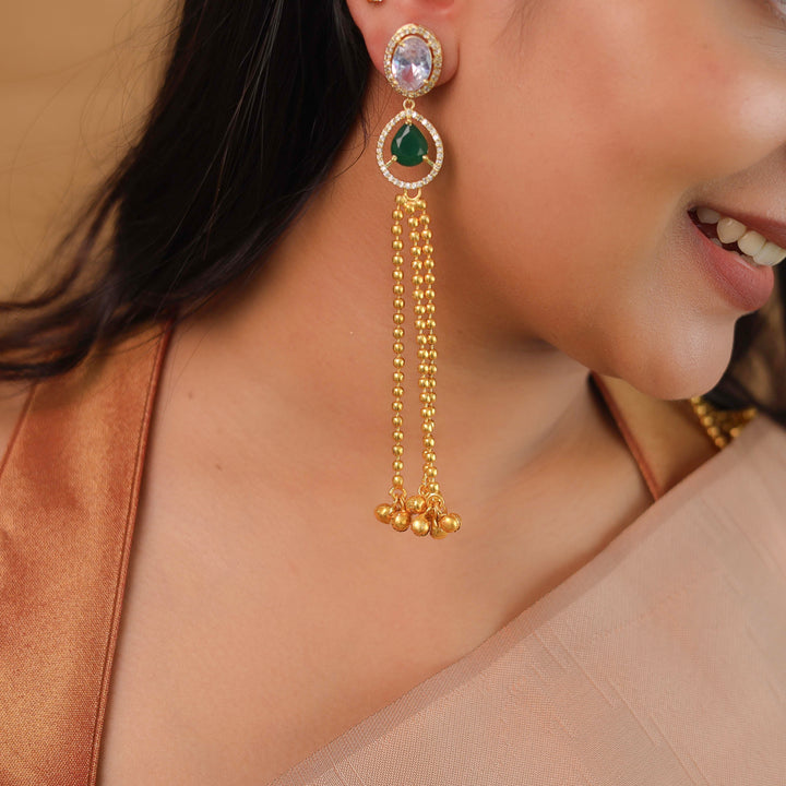 Chameli Oval Drop Hanging Ghungroo Kashmiri Earring