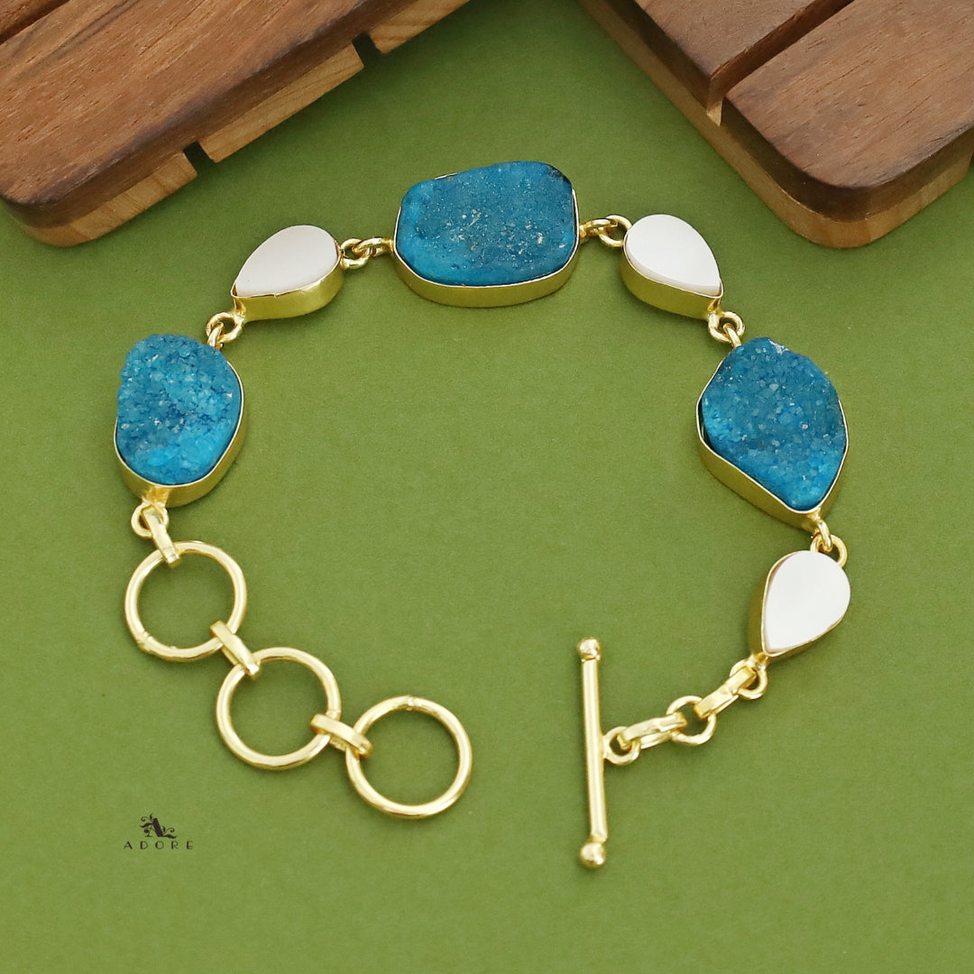 Golden Drop MOP Druzy Stone Bracelet - Main Image