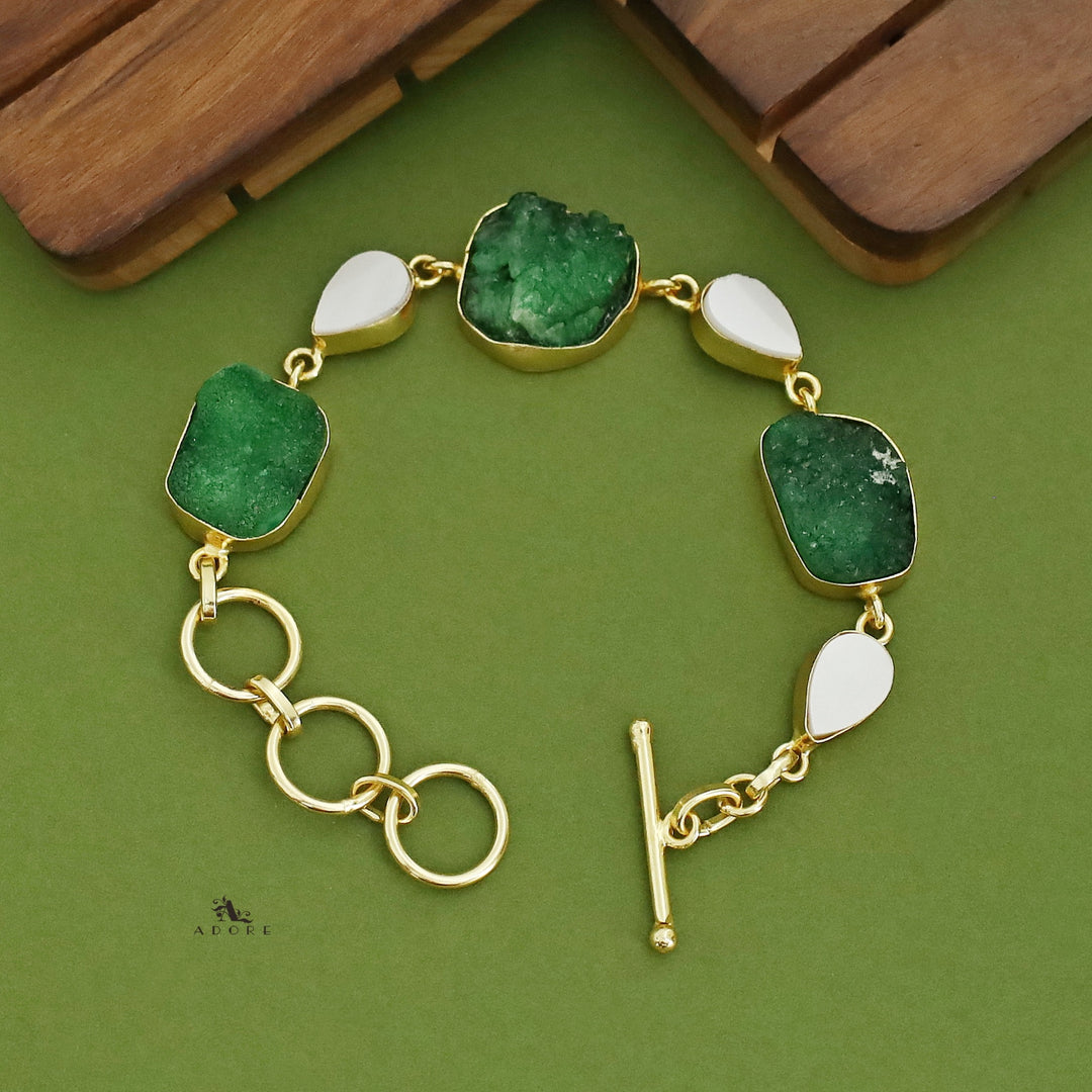 Golden Drop MOP + Druzy Stone Bracelet
