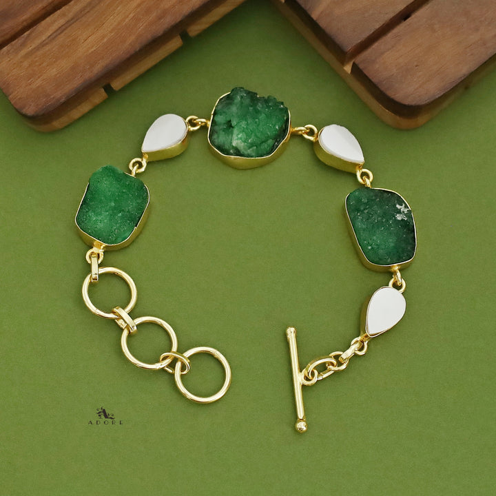 Golden Drop MOP + Druzy Stone Bracelet