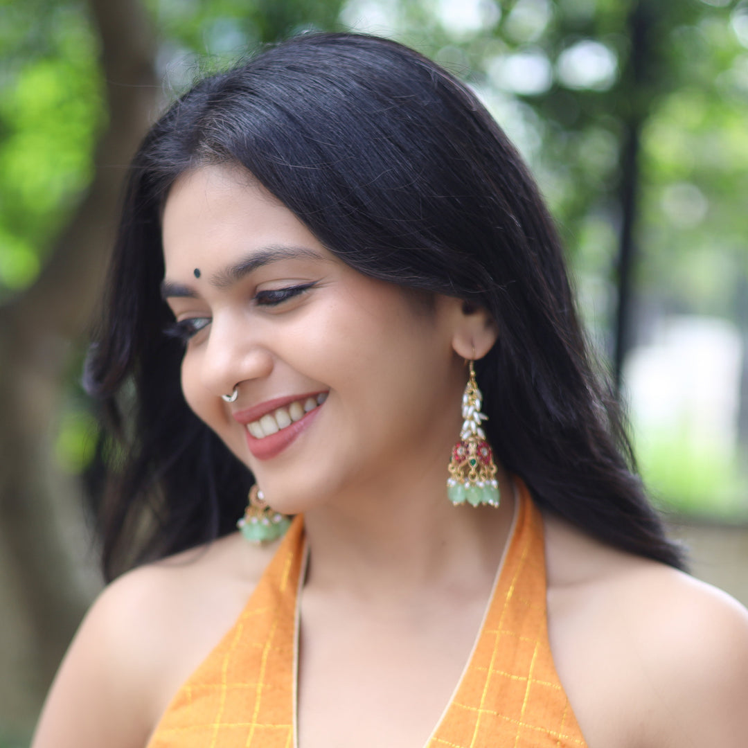 Archita Rice Pearl Drop Glossy Jhumka