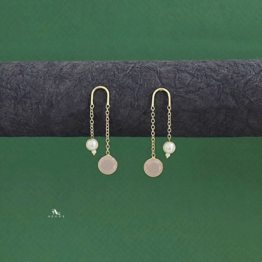 Danica Hanging Golden Glossy Pearl Earring