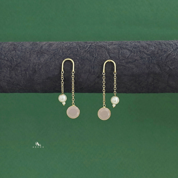 Danica Hanging Golden Glossy Pearl Earring