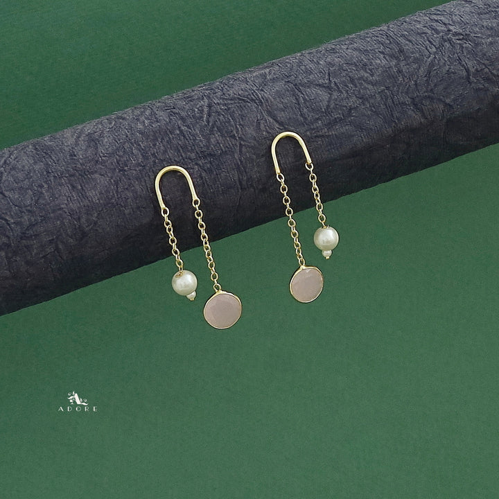 Danica Hanging Golden Glossy Pearl Earring