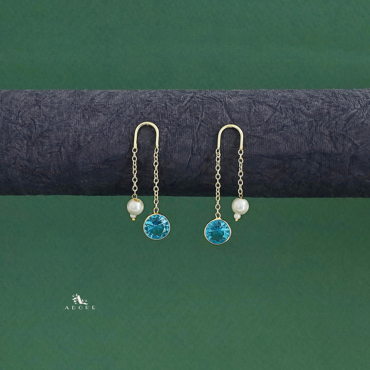 Danica Hanging Golden Glossy Pearl Earring
