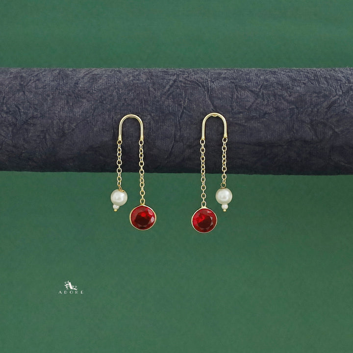 Danica Hanging Golden Glossy Pearl Earring