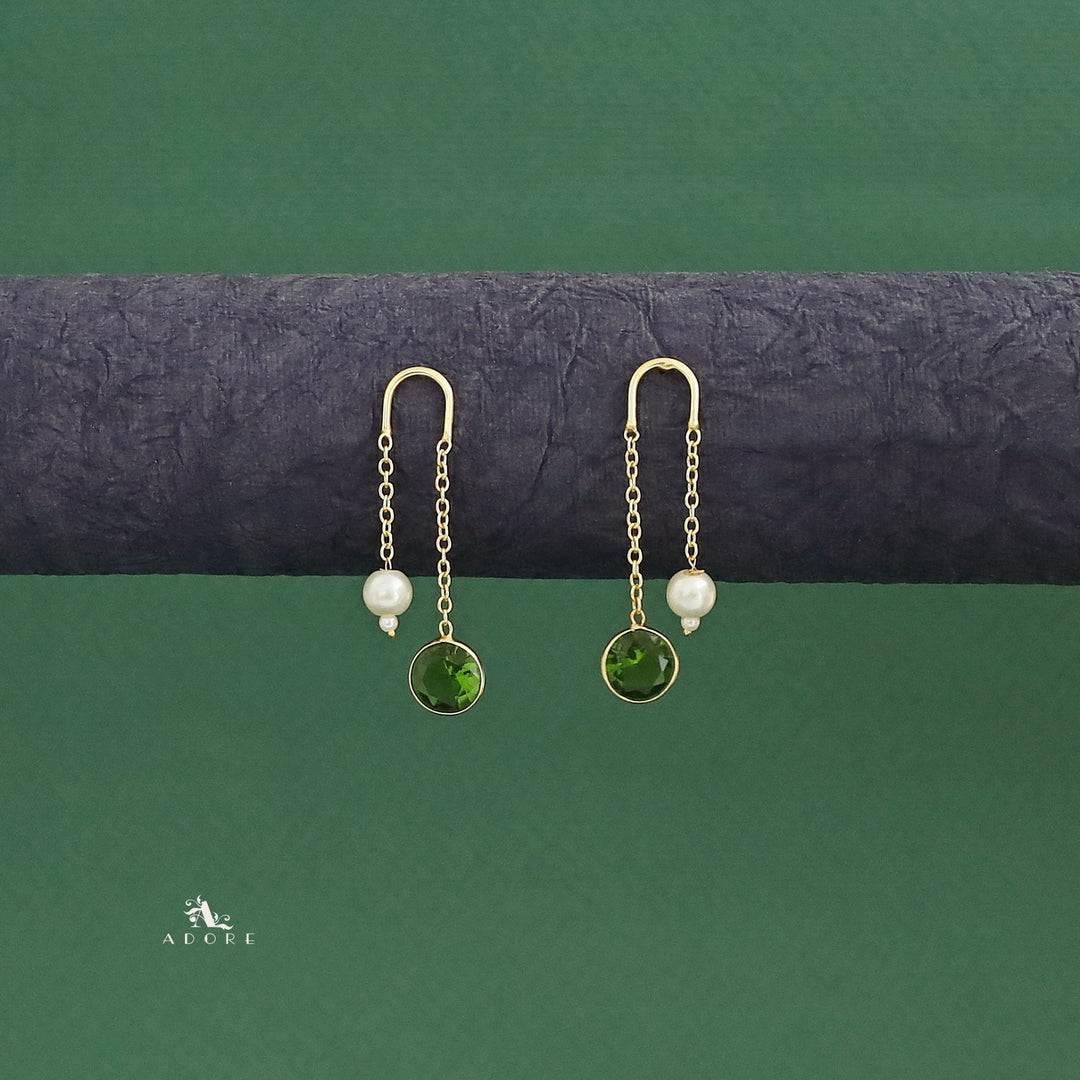 Danica Hanging Golden Glossy Pearl Earring