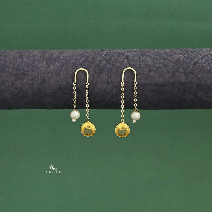 Danica Hanging Golden Glossy Pearl Earring