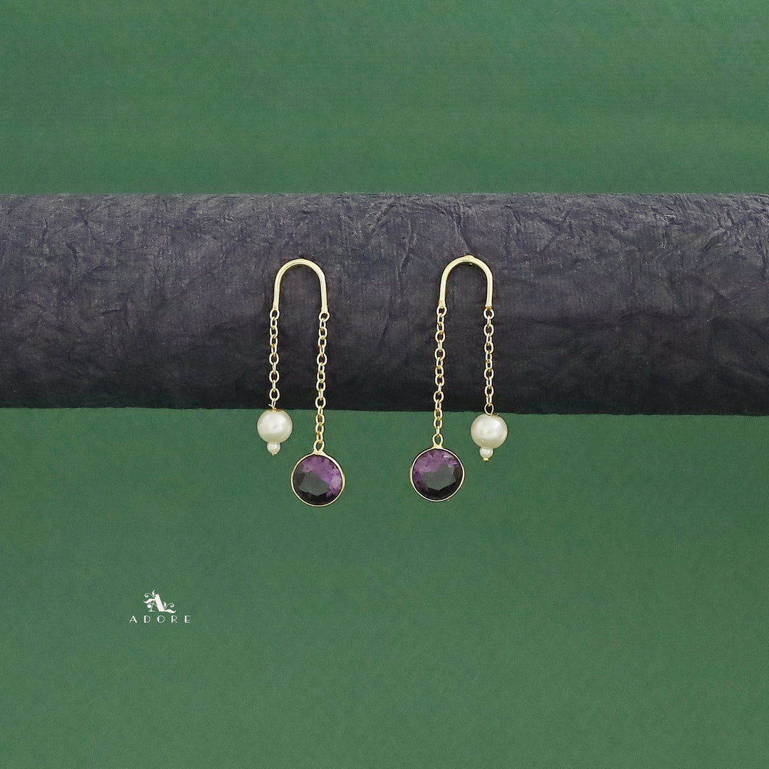 Danica Hanging Golden Glossy Pearl Earring