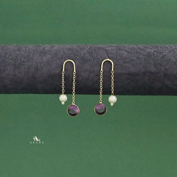 Danica Hanging Golden Glossy Pearl Earring