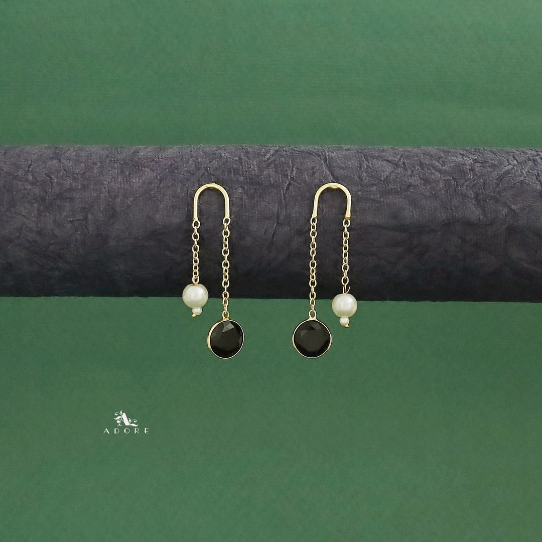 Danica Hanging Golden Glossy Pearl Earring