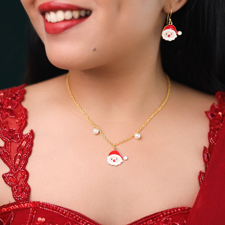 X'mas Charm Single Pendant + Pearl Neckpiece With Drop