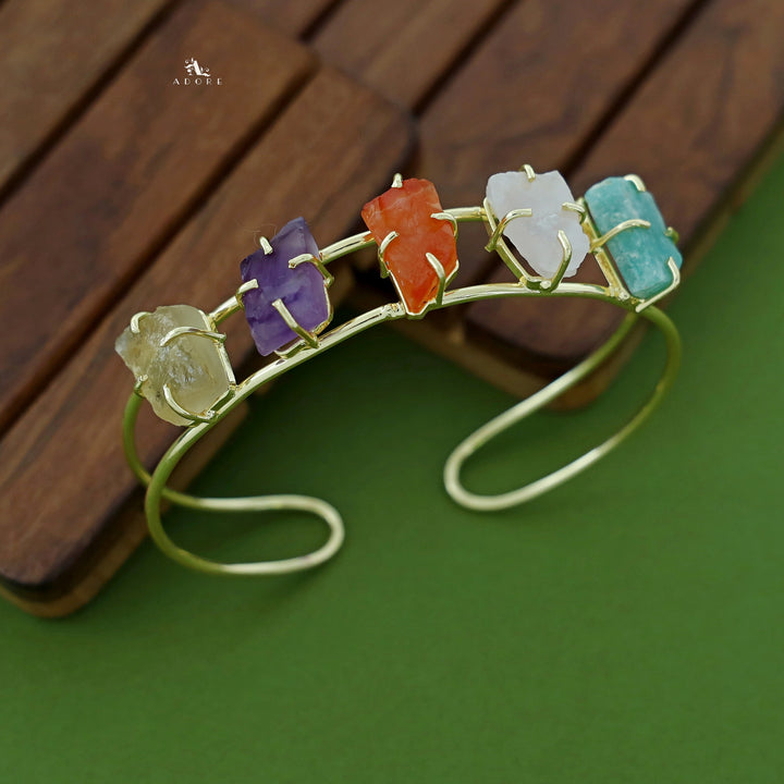 Asmee Multicolour Raw Stone Claw Bangle