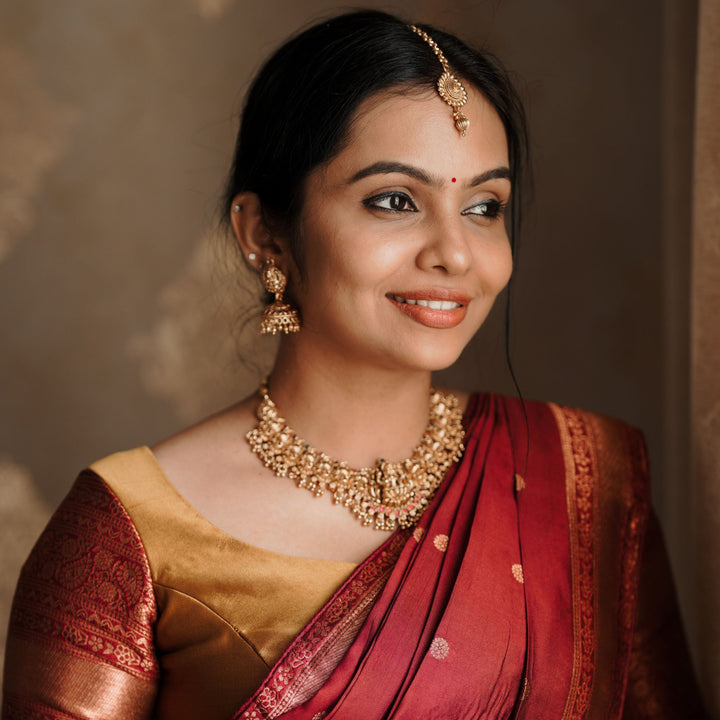 Ashtalakshmi Mayura Bridal Short Neckpiece With Earring