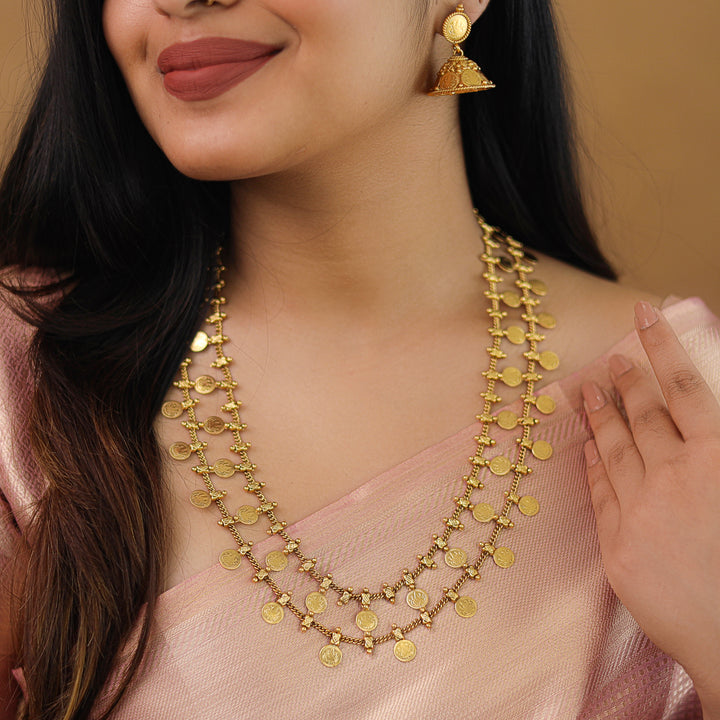 Ketaki 2 Layer Kashi Long Neckpiece With Earring