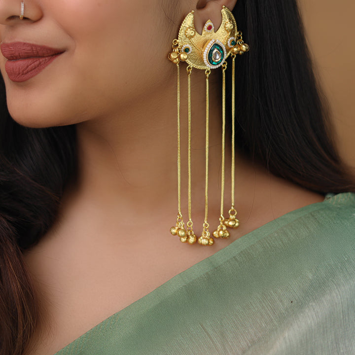 Rupinder 5 Hanging Ghungroo Half Moon Earring