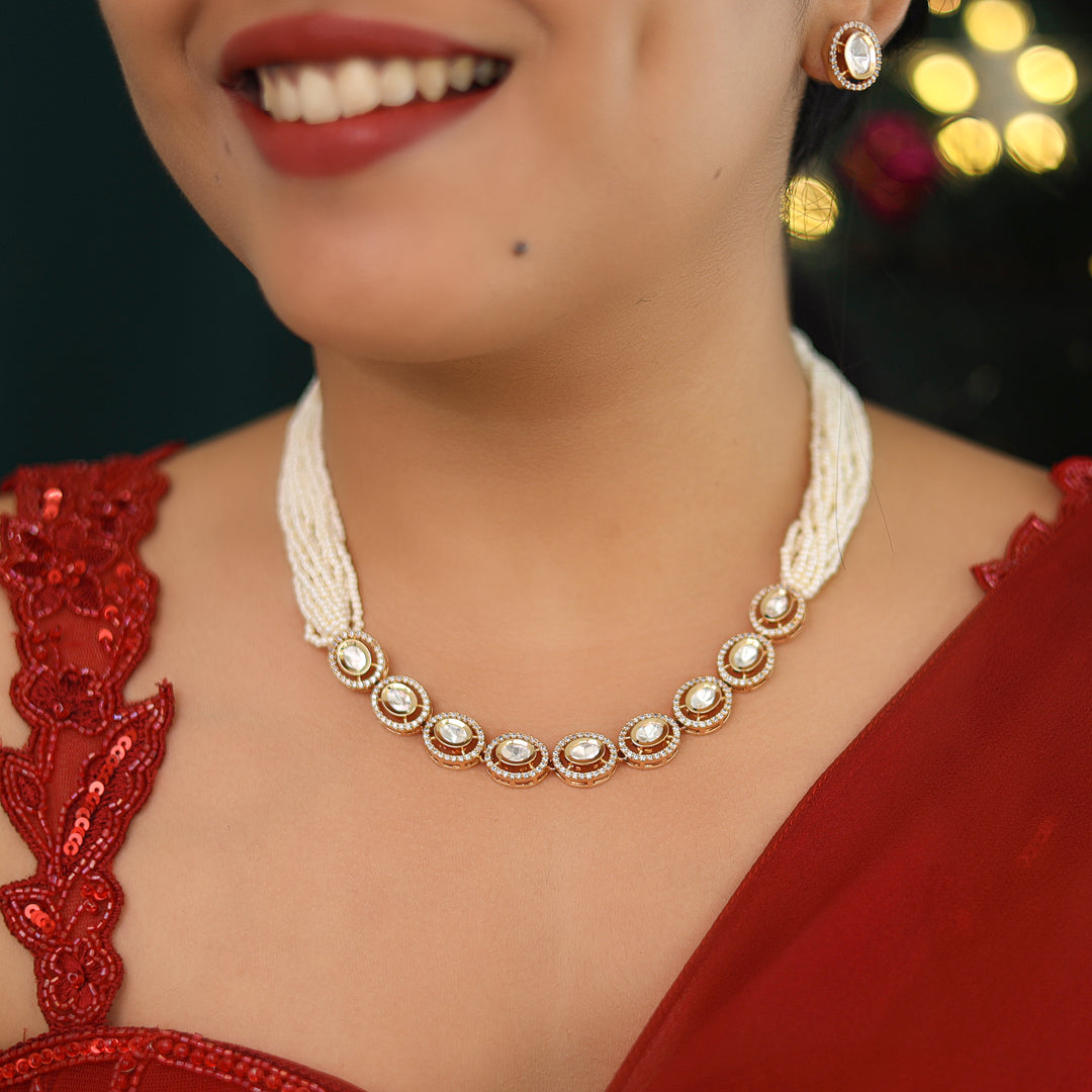Zunaira Kundan Layered Beads Neckpiece With Stud