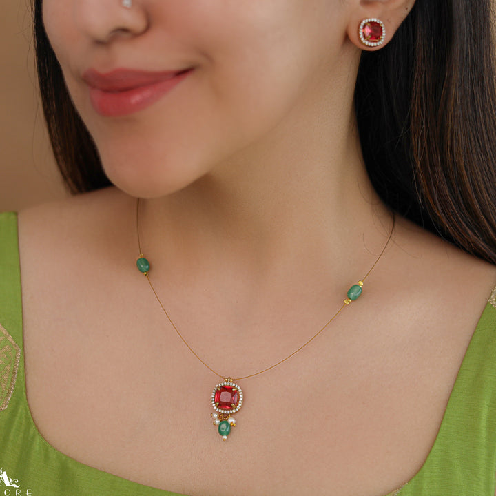 Ishana Beaded Pearl String Neckpiece With Stud