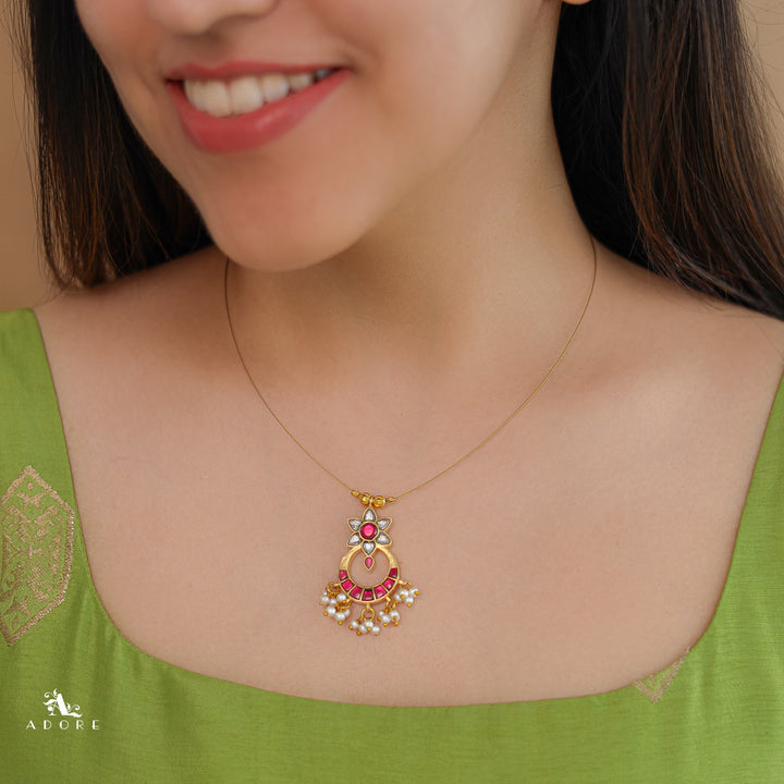 Kala Floral Jadau Kundan Cluster Pearl String Neckpiece