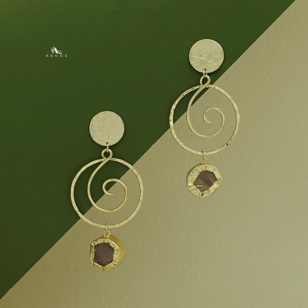 Lyra Golden Swirl Raw Stone Earring
