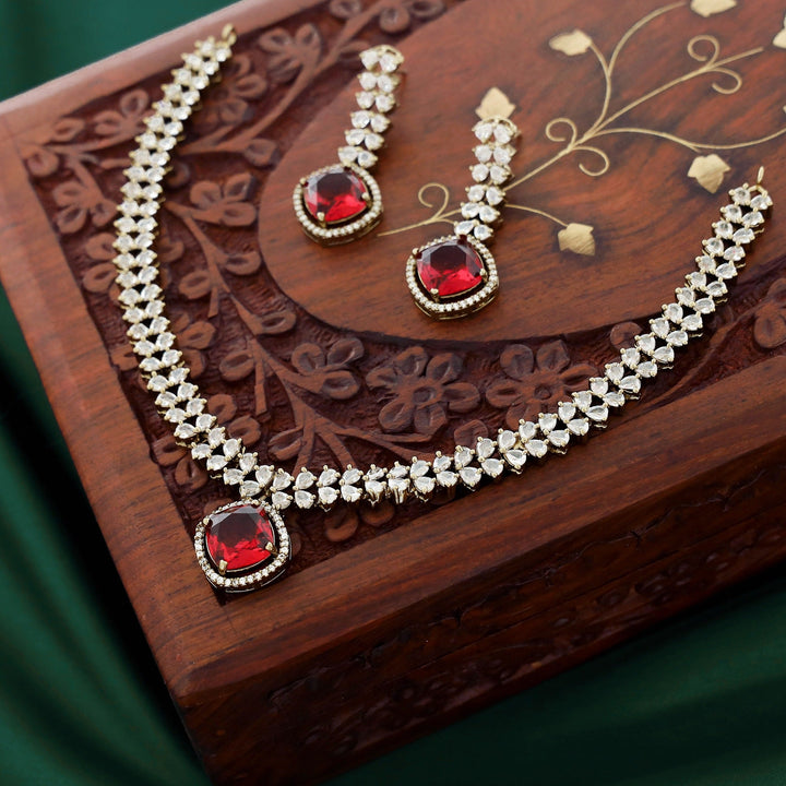 Ekantika AD Stone Short Neckpiece With Earring