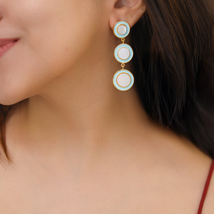 Reina MOP Tri Circle Earring