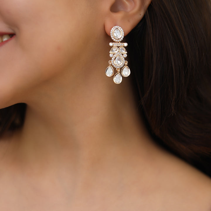 Tanavi Kundan Tri Drop Earring