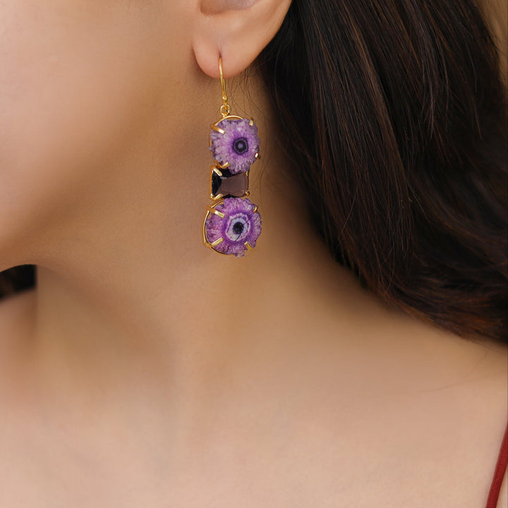 Saskia Solar Agate + Glossy Stone Drop