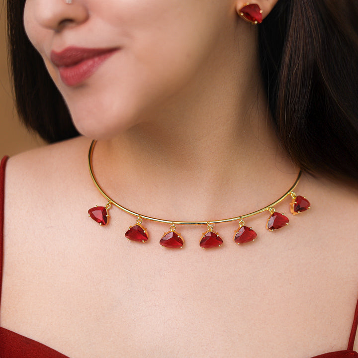 Golden Penta Glossy Claw Neck Cuff With Stud