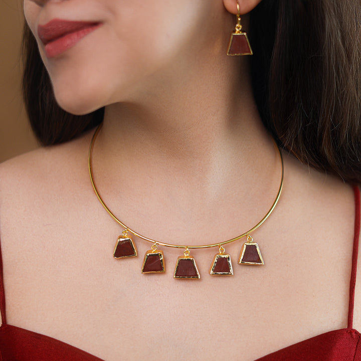 Colby 5 Raw Stone Neck Cuff With Drop