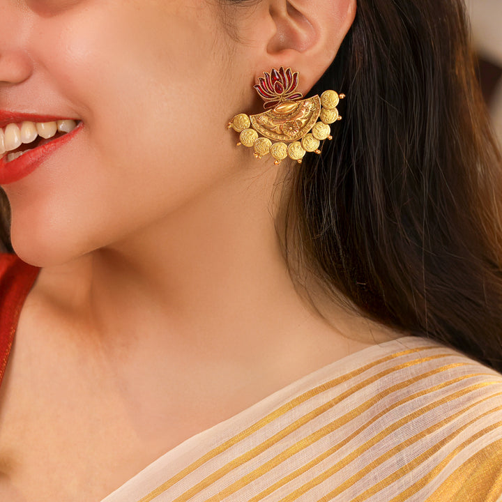 Ritika Enamel Lotus Kashi Earring