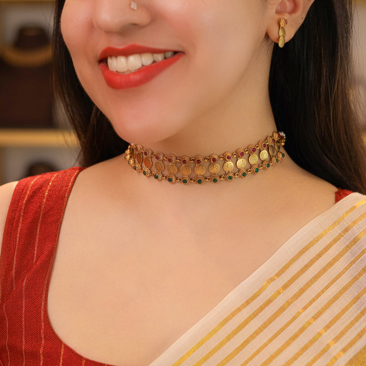 Bhavinika Kashi Lakshmi 2 Layer Choker With Earring