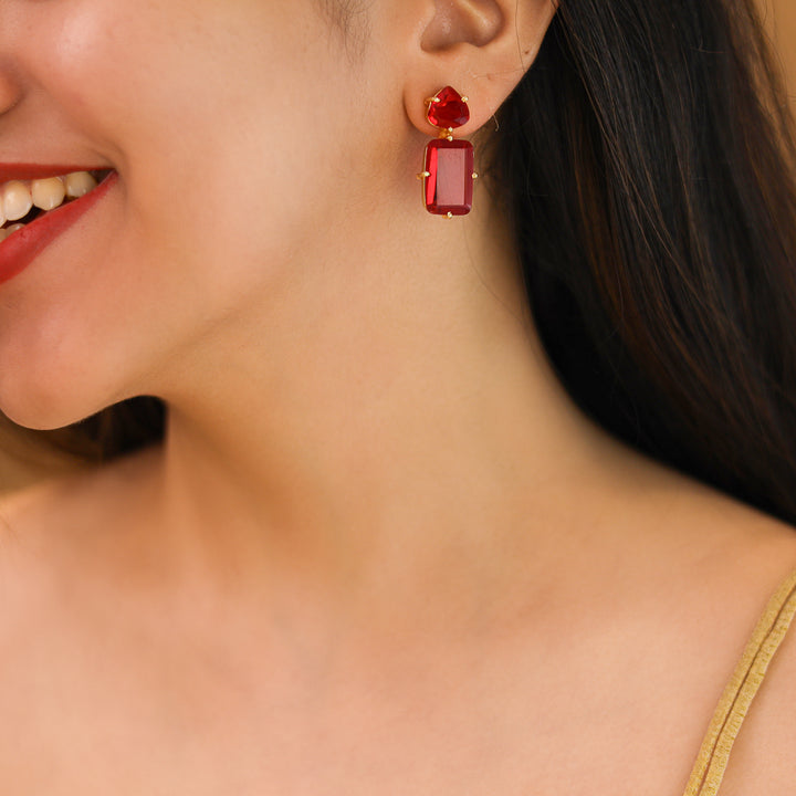 Golden Triangle And Rectangle Glossy Claw Earring