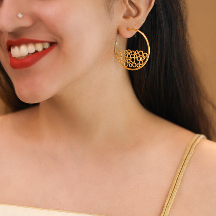 Janett Golden Bubble Hoop Earring