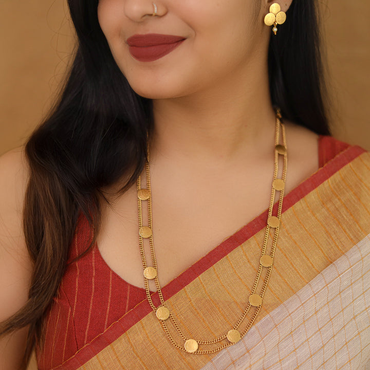 Vaidehi 2 Layer Kashi Lakshmi Neckpiece With Earring