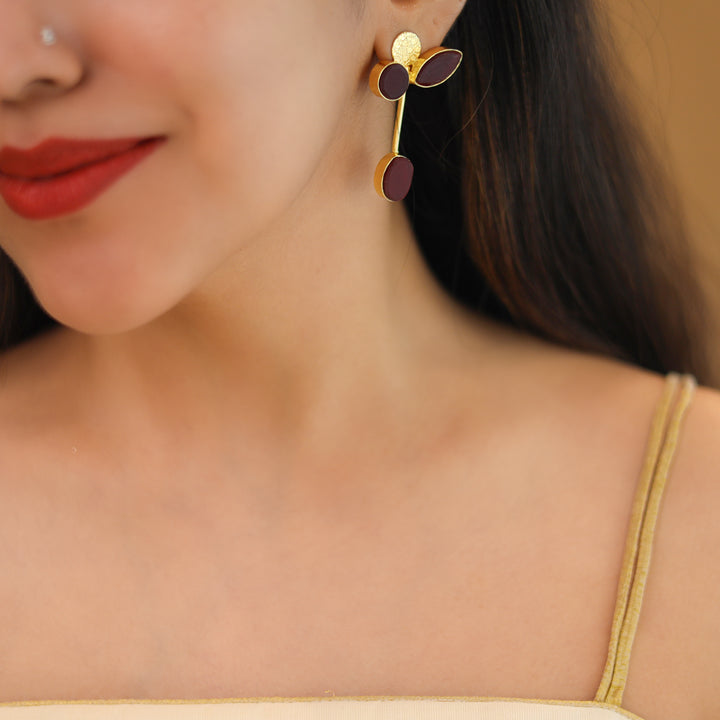 Hadassah Golden Hammered Raw Stone Earring