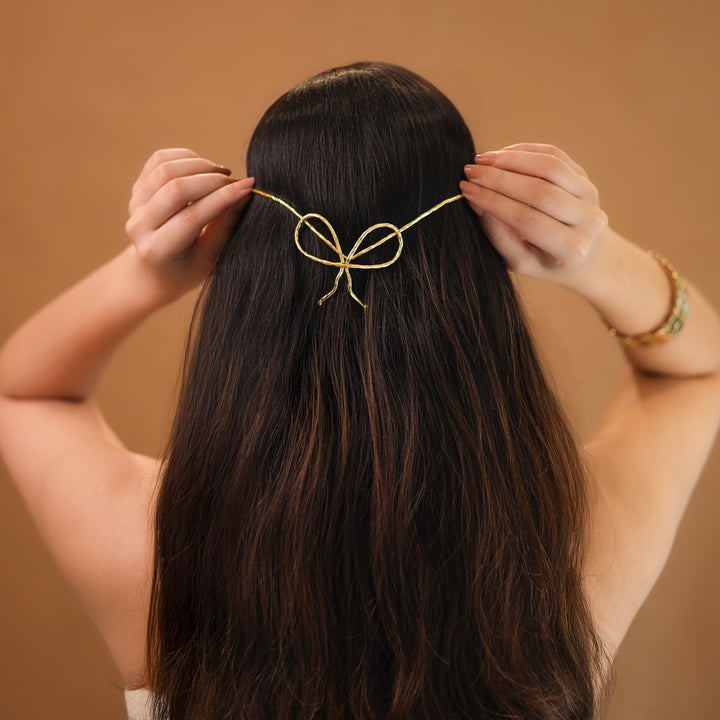 Jobina hammered Bow Hair Crown Band