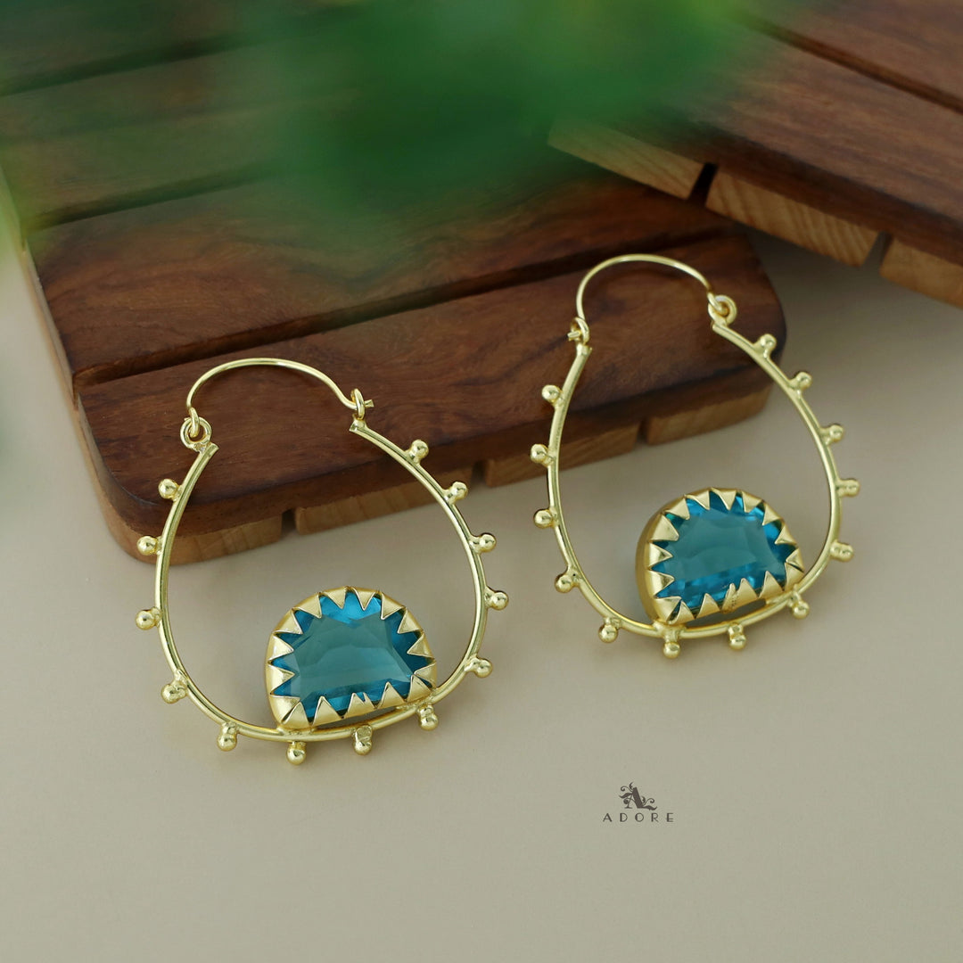 Golden Glossy Semicircle Dotted Hoop Earring