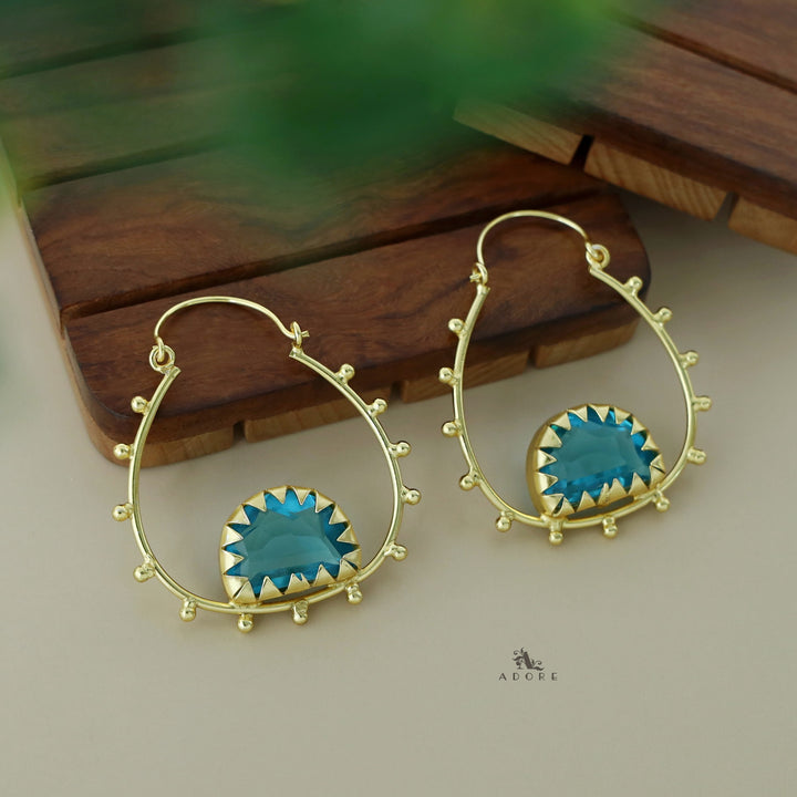 Golden Glossy Semicircle Dotted Hoop Earring