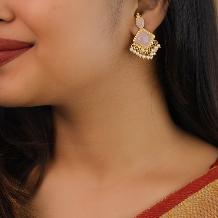 Marcella Glossy Diamond Pearl Cluster Earring