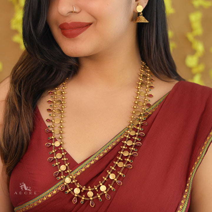 Chitrani Kashi 2 Layer Long Neckpiece With Earring